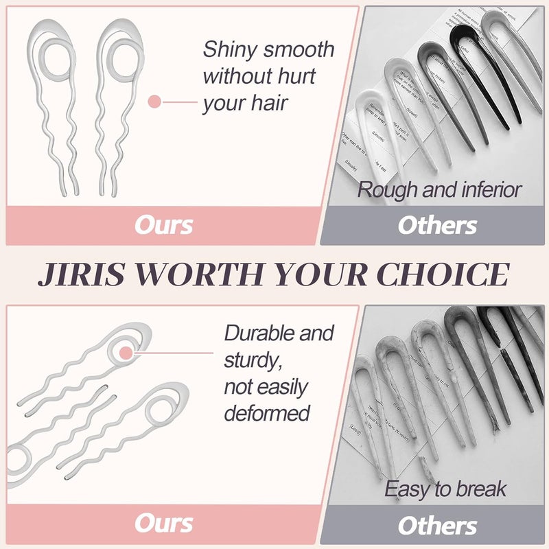 JIRIS IRIS 2PCS French Hair Pins Large U-Shaped Pins for Women and Girls Fashion Metal Hair Pin French Twist Hair Pins for Buns, Updos,Stylish and Functional(set7-silver) - Image 3